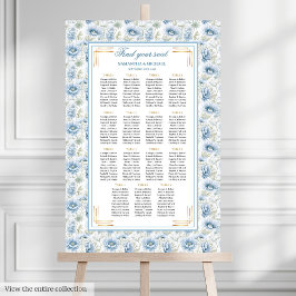 Glam Dusty Blue Gold Wasserfarbe Hochzeit Poster