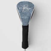 Glam Dusty Blue Stardust Glitzer Script Monogram Golf Headcover (Vorderseite)