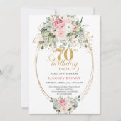 Glam Dusty Pink and Gold 70th Birthday Invitation Einladung (Vorderseite)