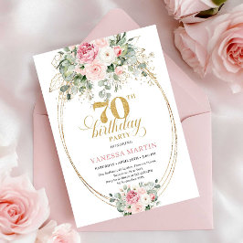 Glam Dusty Pink and Gold 70th Birthday Invitation Einladung