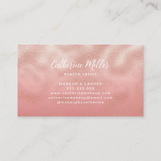 Glam Dusty Pink Glitzer Textured Business Card Visitenkarte (Rückseite)