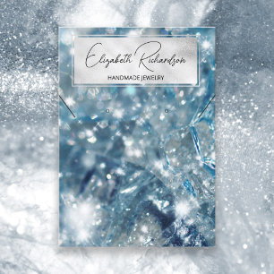 Glam Elegant Blue Crystal Diamond Juwelier Display Visitenkarte
