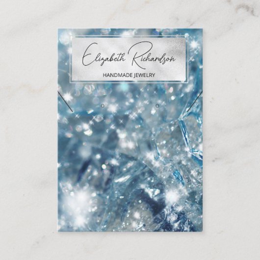 Glam Elegant Blue Crystal Diamond Juwelier Display Visitenkarte (Vorderseite)