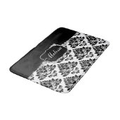 Glam Elegant Schwarz-weiß Damask Diamonds Bath Mat Badematte (Schrägansicht)