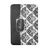 Glam Elegant Schwarz-weiß Damask Diamonds Bath Mat Badematte (Vorderseite Vertikal)