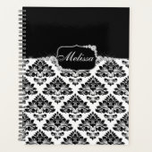 Glam Elegant Schwarz-weiß Damask Diamonds Bath Mat Planer (Vorderseite)