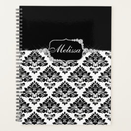 Glam Elegant Schwarz-weiß Damask Diamonds Bath Mat Planer