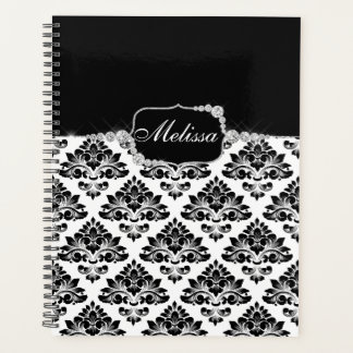 Glam Elegant Schwarz-weiß Damask Diamonds Bath Mat Planer