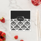 Glam Elegant Schwarz-weiß Damask Diamonds Bath Mat Serviette (Beispiel)