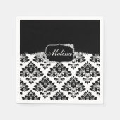 Glam Elegant Schwarz-weiß Damask Diamonds Bath Mat Serviette (Vorderseite)