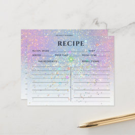 Glam Elegante Holographic Gold Glitzer Rezept Card