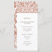 Glam Elegante Imitate Rose Gold Glitzer Damask Men Menükarte (Vorne/Hinten)