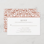 Glam Elegante Imitate Rose Gold Glitzer Damask UAW RSVP Karte (Vorne/Hinten)