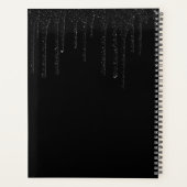 Glam Eleganter Dripping Black & Gold Tropfen Glitz Planer (Rückseite)