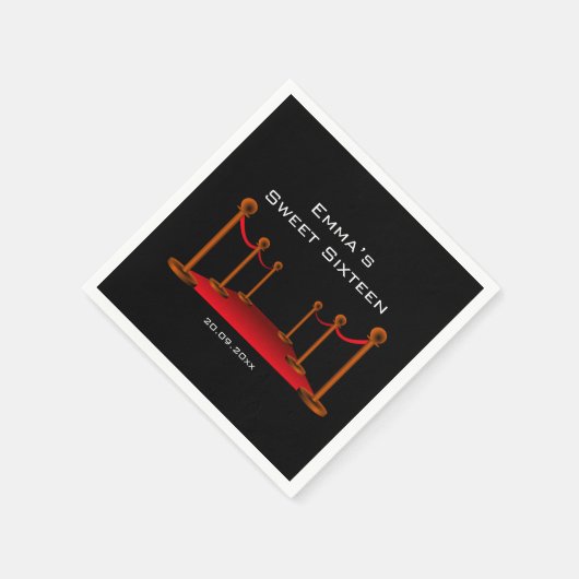 Glam Eleganter schwarzer und roter Teppich Sweet 1 Serviette (Ecke)