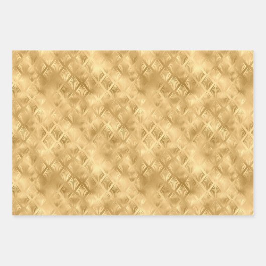 Glam Emerald Gold Damask Fans Shimmer Geschenkpapier Set (Vorderseite 2)