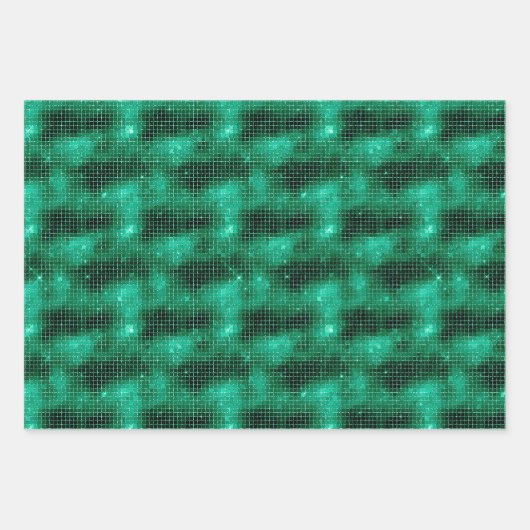 Glam Emerald Gold Damask Fans Shimmer Geschenkpapier Set (Vorderseite 3)