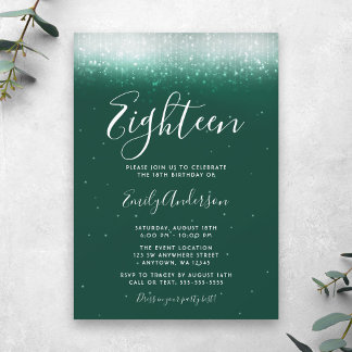 Glam Emerald Green 18. Geburtstag Einladung