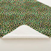 Glam Emerald Green Gold Leopard Spots Muster Sherpadecke (3/4)