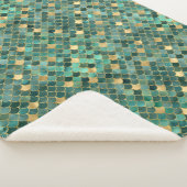 Glam Emerald Green Gold Mermaid Scales Muster Sherpadecke (3/4)