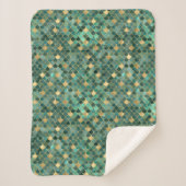 Glam Emerald Green Gold Mermaid Scales Muster Sherpadecke (Vorderseite)