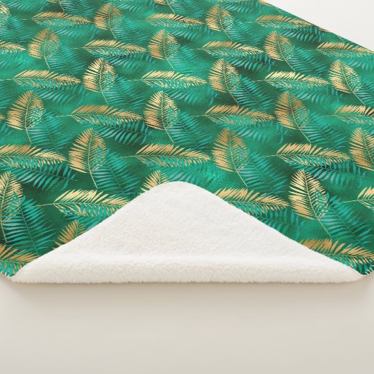 Glam Emerald Green Gold Tropical Foliage Sherpadecke (3/4)