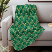 Glam Emerald Green Gold Tropical Foliage Sherpadecke