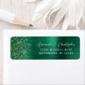 Glam Emerald Green Metallic Wedding Rücksendeadres (Insitu)