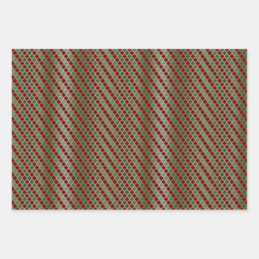 Glam Emerald Green Red Pattern Assortment Geschenkpapier Set (Vorderseite 3)