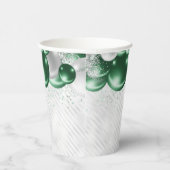 Glam Emerald Green Silver Ballon Glitzer Geburtsta Pappbecher (Rechts)