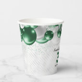 Glam Emerald Green Silver Ballon Glitzer Geburtsta Pappbecher (Vorderseite)