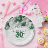 Glam Emerald Green Silver Ballon Glitzer Geburtsta Pappteller (Party)