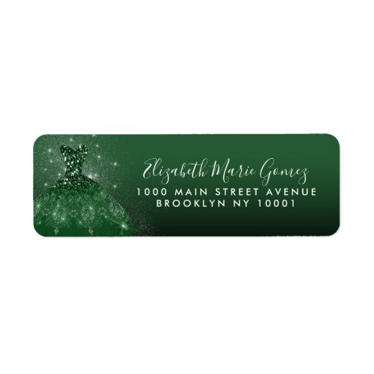 Glam Emerald Green Silver Glitzer Gown Quinceanera (Vorne)