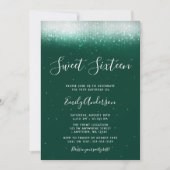 Glam Emerald Green Sweet 16 Einladung (Vorderseite)