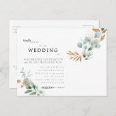 Glam Eucalyptus Budget II Postcard Wedding Einladungspostkarte (Vorne/Hinten)