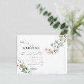 Glam Eucalyptus Budget II Postcard Wedding Einladungspostkarte (Stehend Vorderseite)