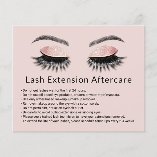 Glam Eyelash Erweiterungen Makeup Artist Aftercare Flyer (Vorne)