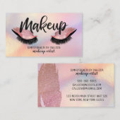 Glam Eyelash Pink Rose Glitzer Metallic Makeup Visitenkarte (Vorne/Hinten)