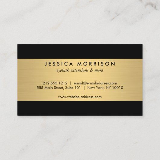 Glam Eyelashes Black and Gold Business Card Visitenkarte (Rückseite)