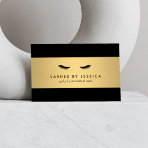 Glam Eyelashes Black and Gold Business Card Visitenkarte
