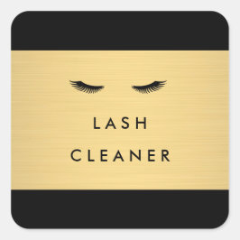 Glam Eyelashes Black and Gold Lash Cleaner Quadratischer Aufkleber