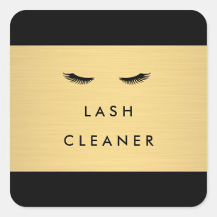 Glam Eyelashes Black and Gold Lash Cleaner Quadratischer Aufkleber