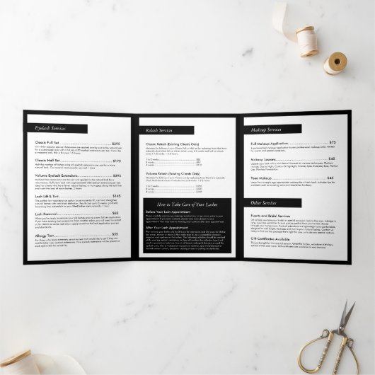 Glam Eyelashes Extensions Salon Broschüre (Innenseite)