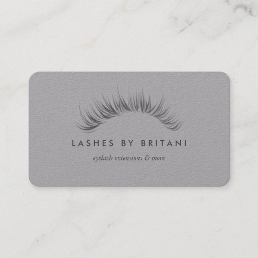 Glam Eyelashes Grautext Business Card Visitenkarte (Vorderseite)
