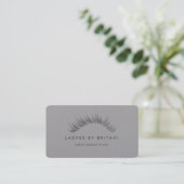 Glam Eyelashes Grautext Business Card Visitenkarte (Stehend Vorderseite)