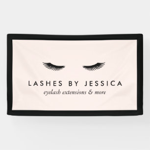 Glam Eyelashes Klassisches Schwarz und Rosa Banner
