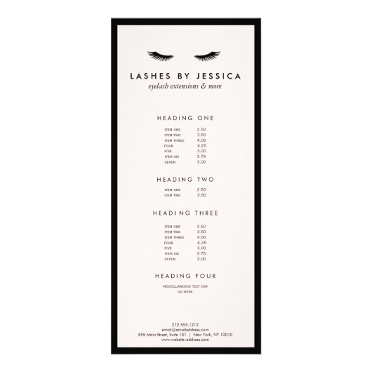 Glam Eyelashes Klassisches Schwarz und Rosa Werbekarte (Vorne)