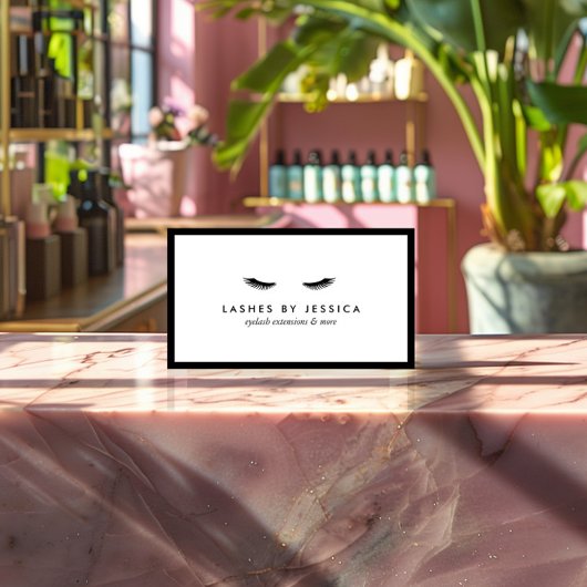 Glam Eyelashes Klassisches Schwarz und Weiß Visitenkarte