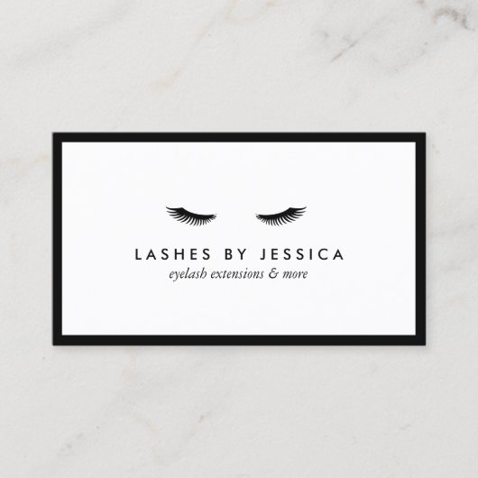 Glam Eyelashes Klassisches Schwarz und Weiß Visitenkarte (Vorderseite)
