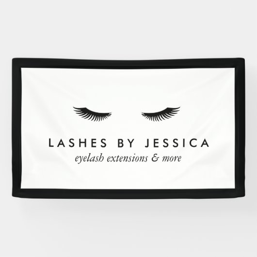Glam Eyelashes Klassisches Schwarz-Weiß-Banner Banner (Horizontal)